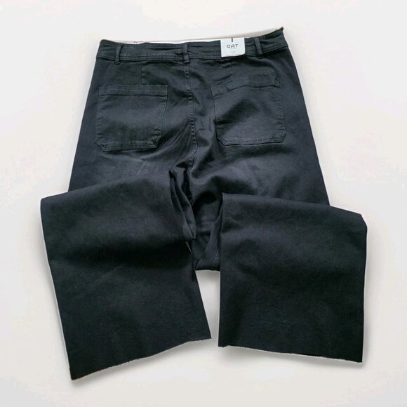 Oat New York Jean Women 18W Black Wide Leg High Rise Raw Hem Stretch GrungeGoth - Picture 14 of 16